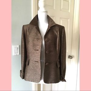 Kasper Career Blazer Shimmery Brown Single-Breasted Size 12 Petite